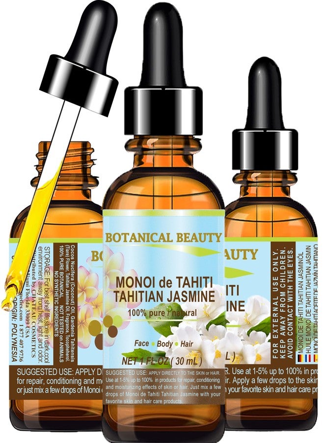 Botanical Beauty MONOI de TAHITI TAHITIAN JASMINE OIL Natural PURE BOTANICALS. 1 Fl.oz.- 30 ml. For Skin, Hair and Nail Care. - Image 1